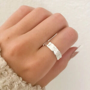 925 Sterling Silver Textured Ring Band Thin Ring Minimalist Ring Foil Ring
